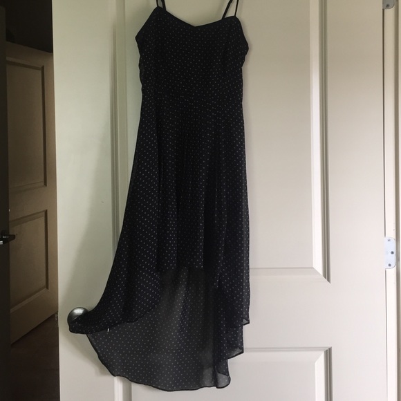 Small, black dress with gold dots.