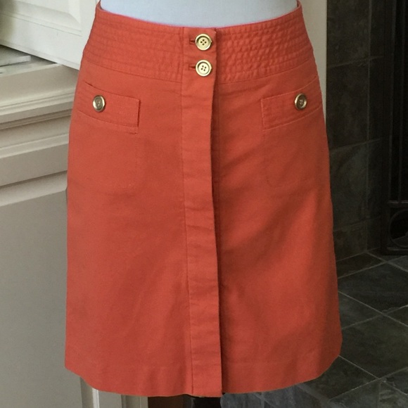 Talbot’s burnt orange skirt with gold tone buttons in Size 2P