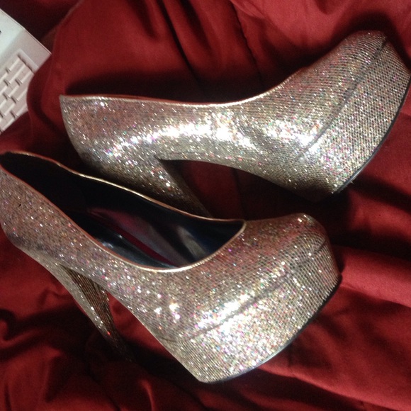 Glitter platform heels