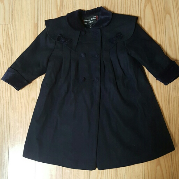 Girls fancy navy blue wool coat size 3T lined