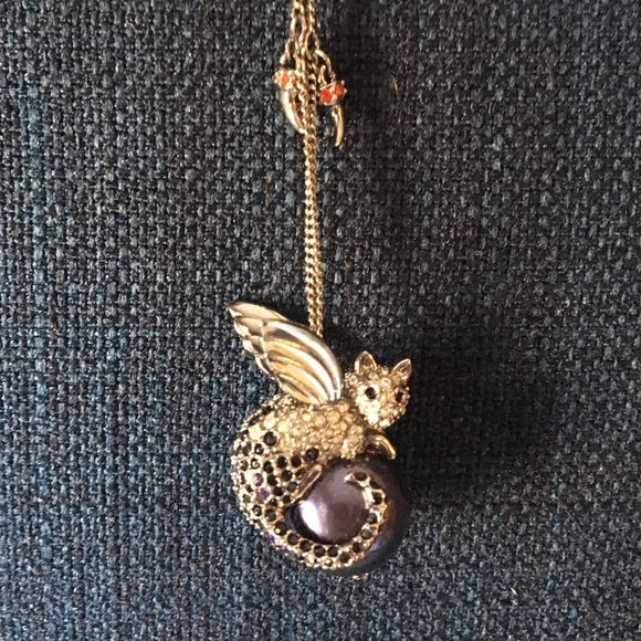 Goth Cosplay Swarovski Cat Dragon Necklace crystal