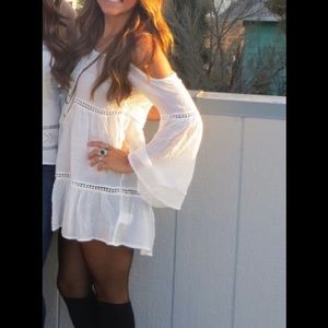 Off-Shoulder Dress with Bell Sleeves