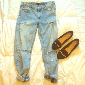 H&M distressed girlfriend jeans