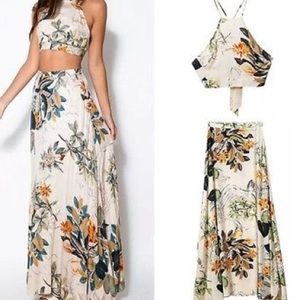 Two piece floral skirt set