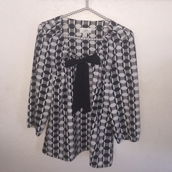 LOFT Black and White Blouse