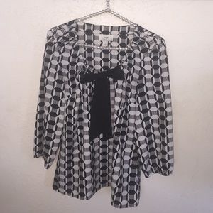 LOFT Black and White Blouse