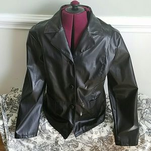 Black Leather Button down Jacket NWT