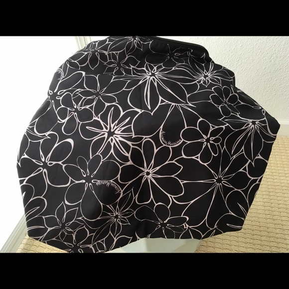 Neiman Marcus black Tote bag with white flowers