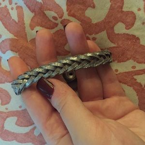 Silver braided faux leather bracelet