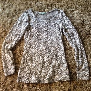 Maurice's White flower pattern lace long sleeve