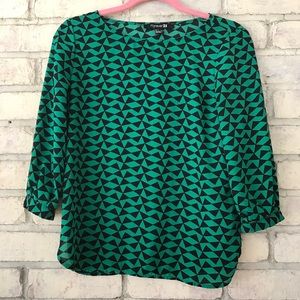 Green & Black Chiffon Blouse