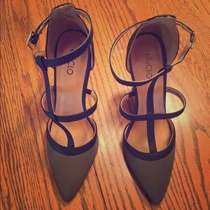 Olive green and black heels