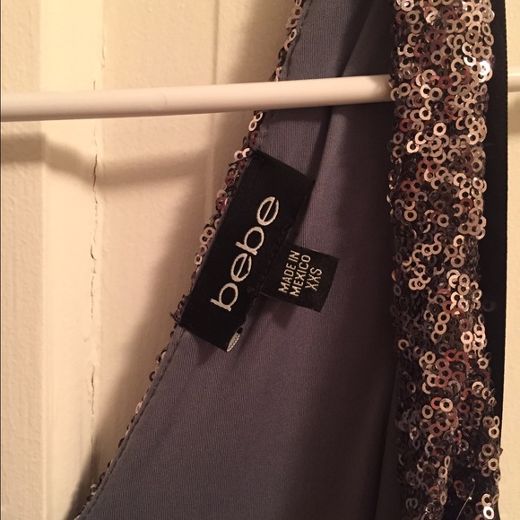 Bebe Sequined Silver Mini Dress XXS - Picture 3 of 3