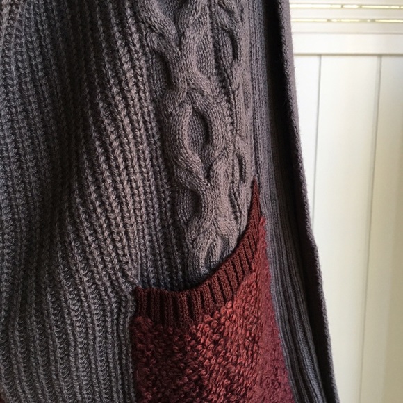 Sold • Mulberry & Smokey Grey Cable Cardi - Picture 2 of 4