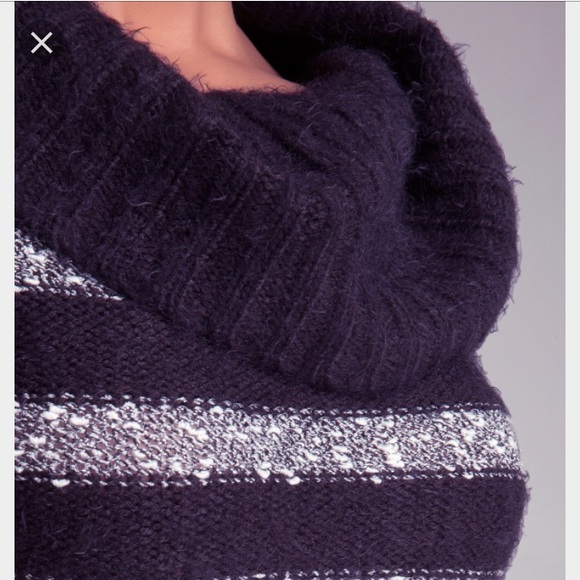 Bebe multi stripe fold over sweater tunic black - Picture 3 of 4