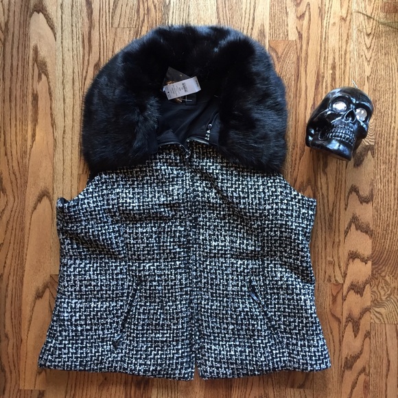 NWT White House Black Market Fur Vest XL