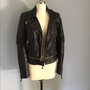 All saints black leather biker jacket