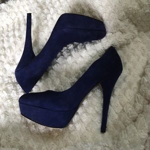 Steve Madden Blue Suede Texture Platform Pumps 7.5
