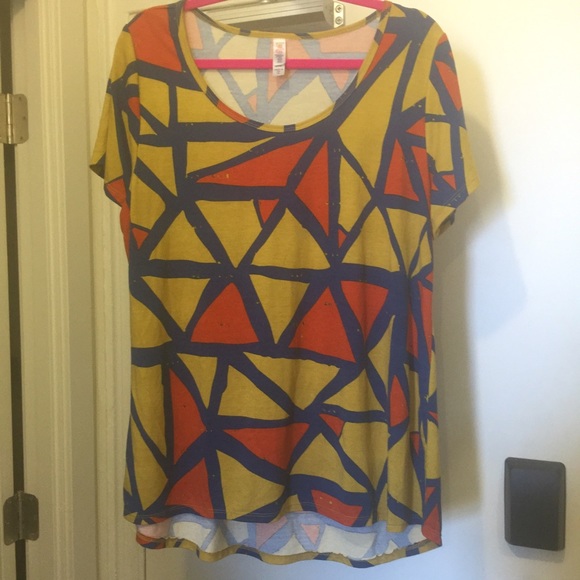 LuLaRoe Classic T XL Gold Blue Orange Geometric