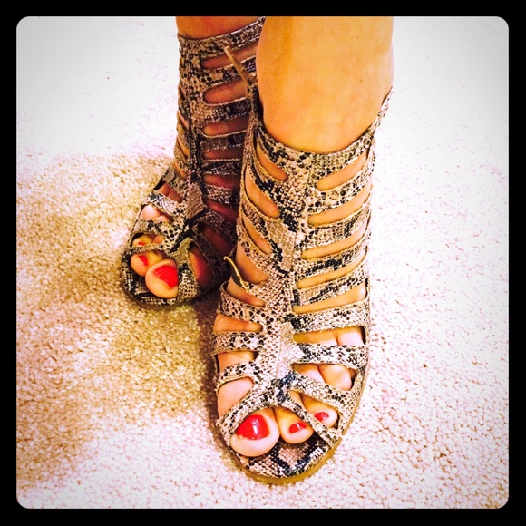 Snake print wedges