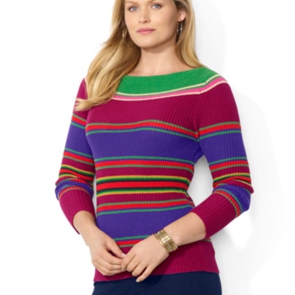 Ralph Lauren multicolor stripe boat neck sweater