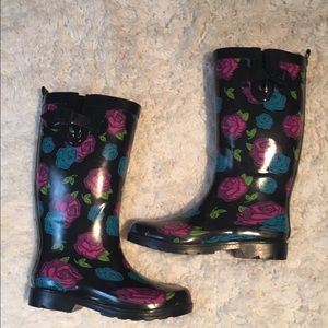 Floral Print Rain Boots