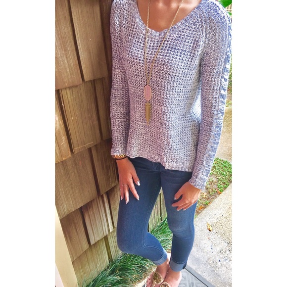Blue and White Knit Sweater