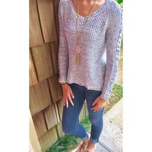 Blue and White Knit Sweater