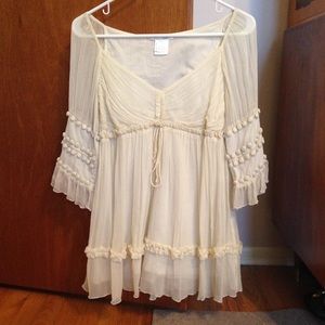 Tony Cohen Peasant Blouse Tunic, Cream S, Designer