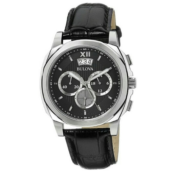 BRAND NEW Bulova Men's Black Leather watch