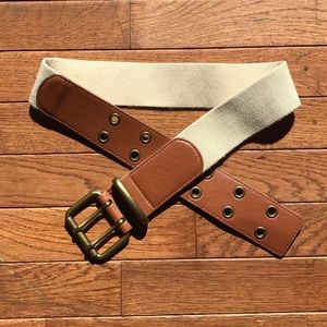 Stretchy wide beige and tan Express belt