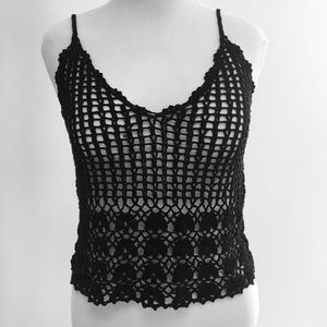 Black Crochet Spaghetti Strap Tank