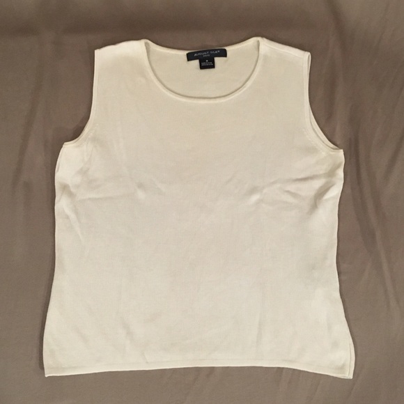 August Silk cream knit tank shell medium