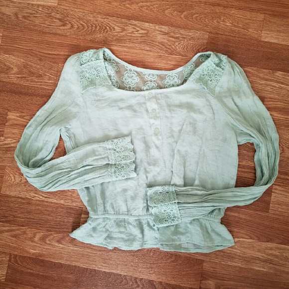 NWOT Light Green Lace Blouse