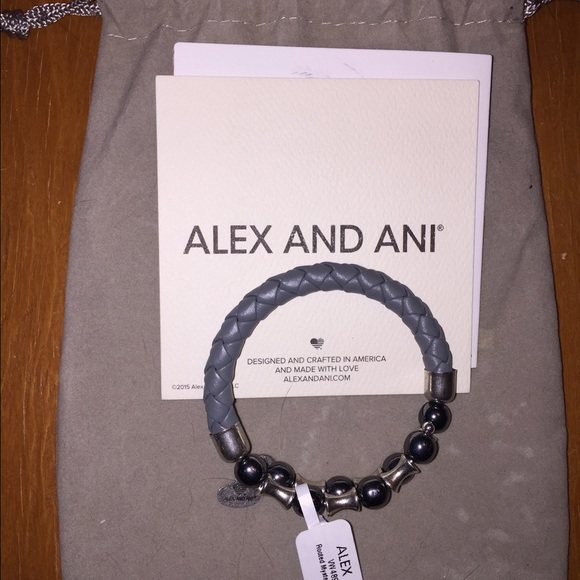 Alex and Ani gray leather bracelet