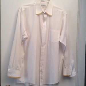 MENS DRESS SHIRT WHITE W. GOLD ACCENT SZ 17