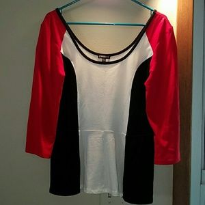 Express Peplum Colorblock Top