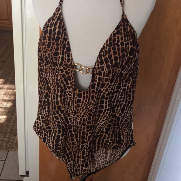 Michael Kors animal print one piece suit size 14