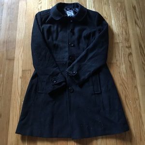 CLEAROUT 👻Long black pea coat polyester and wool