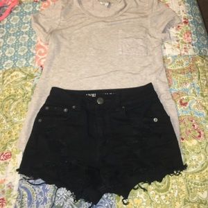bundle of ae black cut off shorts w active usa t.s