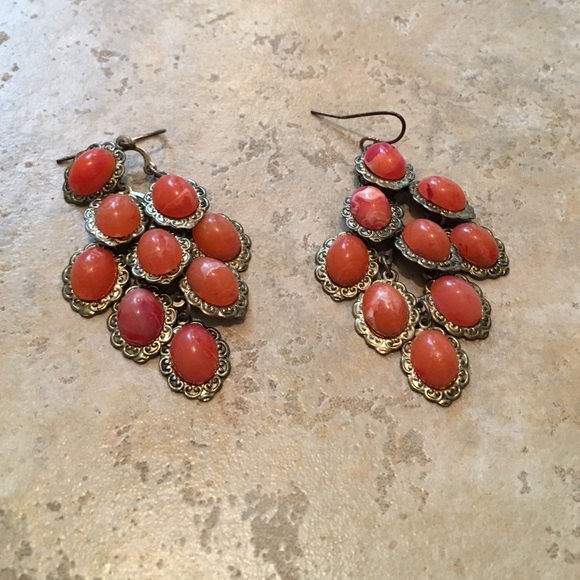 Orange dangle earrings