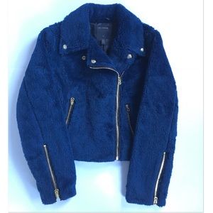 True Religion Faux Fur Crop Moto