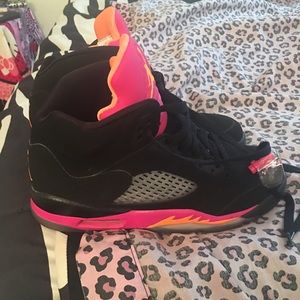 Pink and black Jordan's