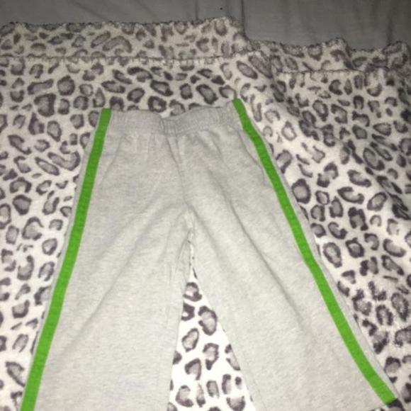 Grey and green stripe pants