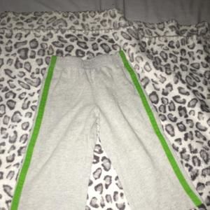 Grey and green stripe pants