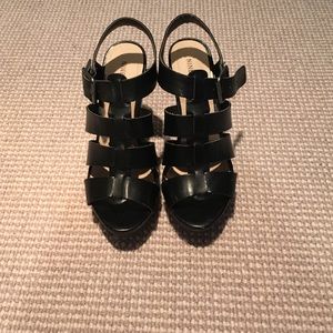 Black gladiator wedges size 6..3" heel