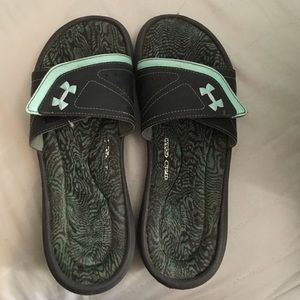 Under armour mint green and grey sandals