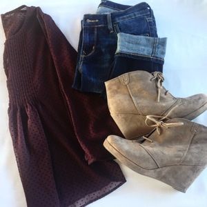 Burgundy Peasant Top