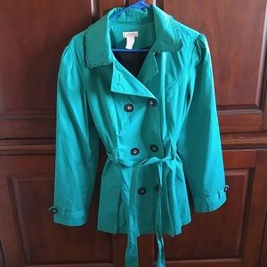adorable light weight teal fall jacket with bow