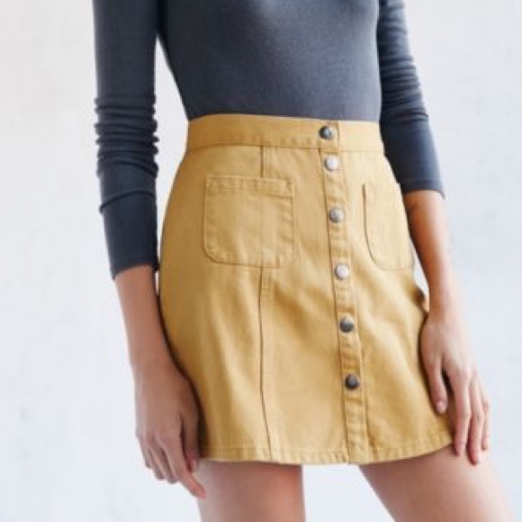 NWT Mustard Front Button Skirt